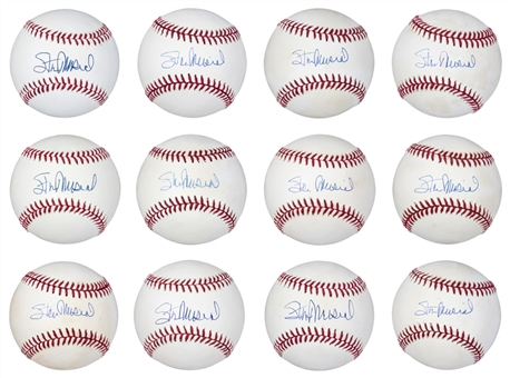 Lot of (12) Stan Musial Single Signed Baseballs (JSA)